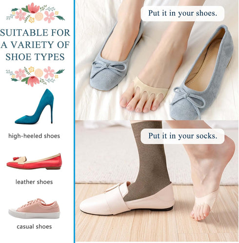 Invisible Breathable Honeycomb Fabric Ball of Foot Pads, Thickened Soft Metatarsal Cushions for Flats, High Heels, Pain