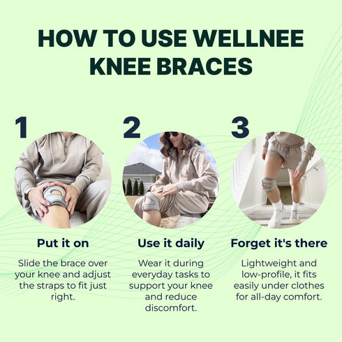 Wellnee Knee Brace with Silicone Padding - Wellknee Compression Sleeve for Men & Women - Joint Support that Massages