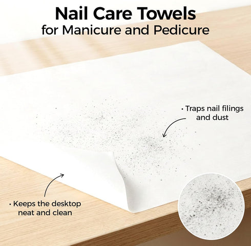 RAQEHO 50 10.6"X11.8" Nail Care Towels for Manicure and Pedicure, Toallas Para Pedicura Spa, Nail and Foot Mat