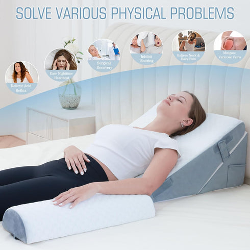 HDJOAPS 3Pcs 9&12 Inch Orthopedic Bed Wedge Pillow for Sleeping, Post Surgery or Back, Neck and Knee Support