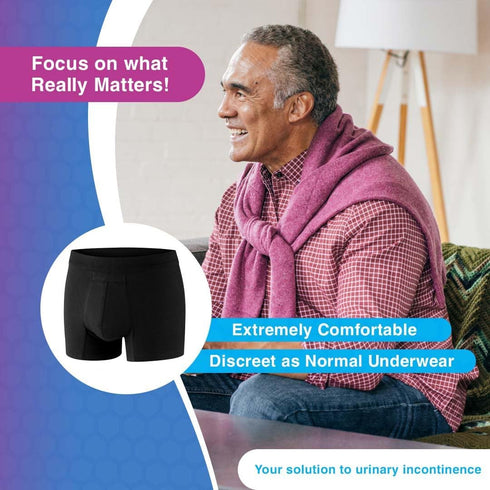 PROTECHDRY Men's Incontinence Boxer Briefs - Medium, Black