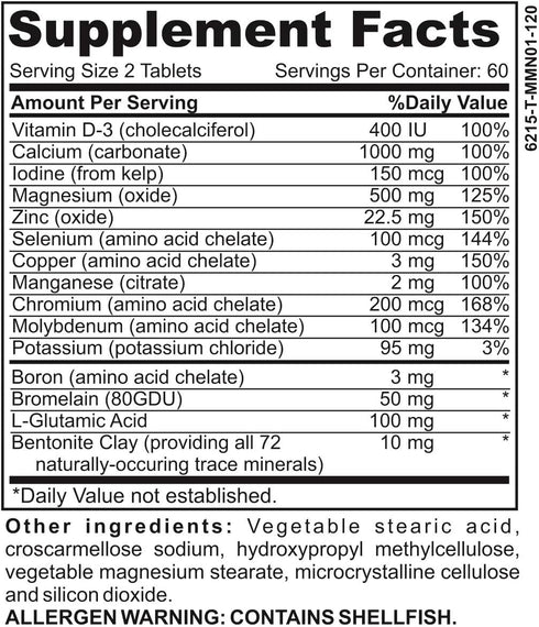 2-Month Multimineral Supplement, Iron Free, 72 Trace Minerals, High Potency Multi Mineral, 120 Tablets