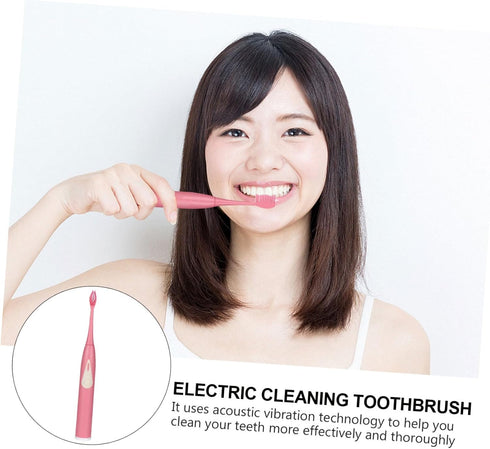 HAKIDZEL Portable Sonic Electric Toothbrush for Adults Pink High-Frequency Vibration Ergonomic Handle Lightweight