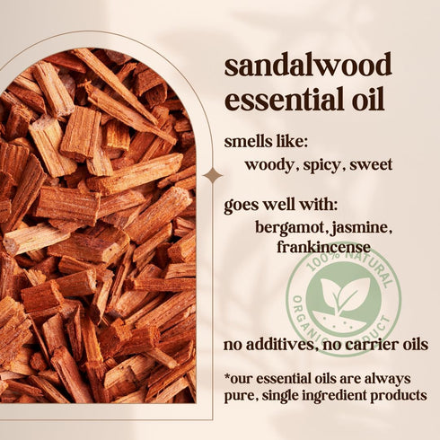 Australian Sandalwood Essential Oil - 100% Pure & Natural, Organic, Undiluted for Aromatherapy, Hair, Diffuser (0.33oz - 10ml)