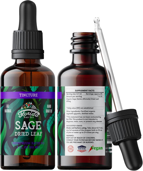 Sage Extract – Natural Dried Sage Supplement – Organic Sage Herb (Salvia officinalis) – 2 oz, Non-GMO