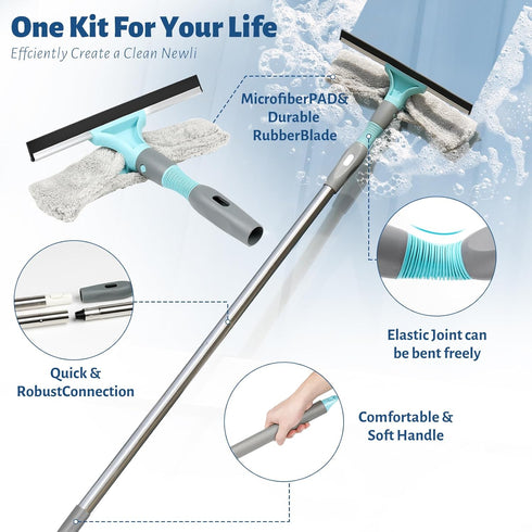 Broom and Mop Set, 3-in-1 Detachable Combo for House Cleaning, Collapsible Broom and Mop with Extension Pole