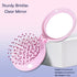 Mini Folding Hair Brush with Mirror, Compact Pop Up Pocket Brush, Small Travel Size Flip Hair Brush for Purse, Pink
