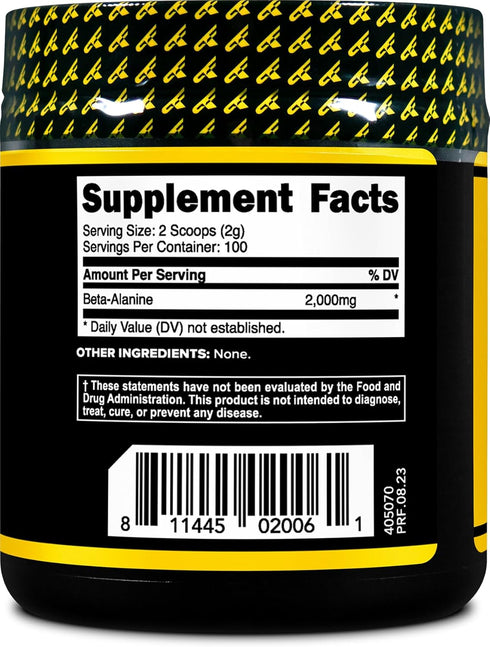 Primaforce Beta Alanine Powder, Unflavored, 200 Grams - Gluten Free, Non-GMO Supplement for Muscle Gain