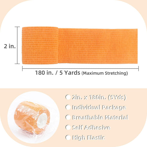 IndigoCase 12 2 Inch, Rolls Self Adhesive Bandage Wrap Multi Color Elastic Athletic Tape, Vet Wrap, Wrist Tape, Small