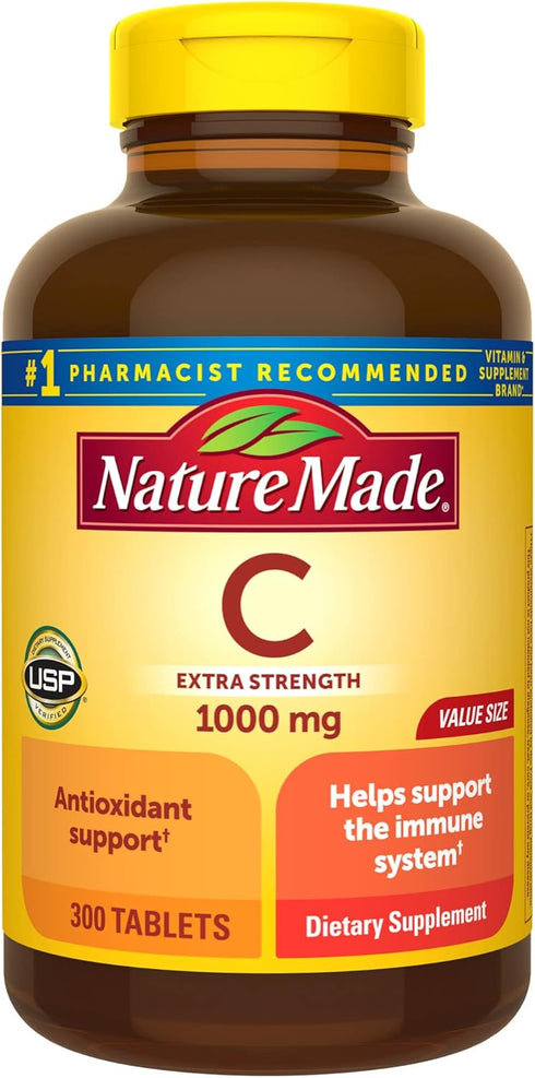 Nature Made Extra Strength Vitamin C 1000 mg, Dietary Supplement for Immune Support, 300 Tablets