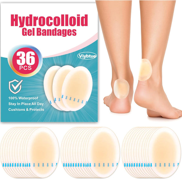 Viybtue 36PCS Hydrocolloid Blister Bandages Blister Prevention & Recovery Waterproof Blister Pads &