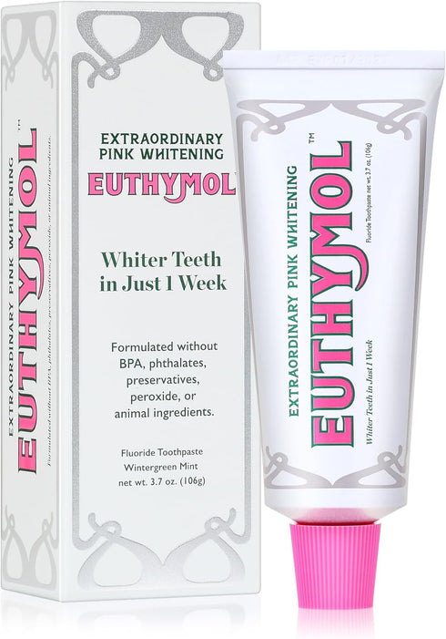 EUTHYMOL Whitening Toothpaste (3.7 fl oz) - Stain Removal in 2 Weeks, Freshness for Sensitive Gums & Teeth