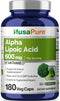 NusaPure Alpha Lipoic Acid 600 mg - 180 Veggie Capsules (Vegan, Non-GMO)
