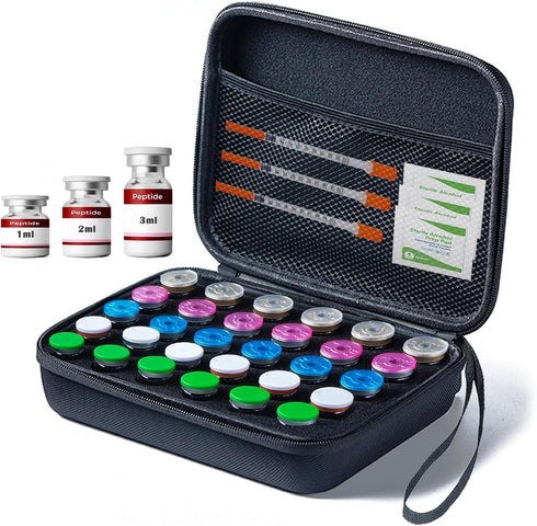 Mazentrix Peptide Vial Case for Fridge Storage - 16 Slot Organizer Holds 1-3ml
