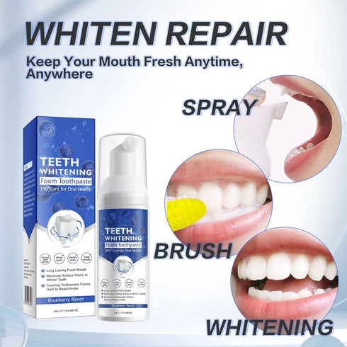 Teeth Whitening Toothpaste with Fluoride, 2 Pack Mousse Foam for U-Shape Electric Toothbrush