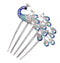 Wedding Bridal Headpiece Rhinestone Hair Comb, Women Peacock Hair Clip Side Comb Hair Accessory (Blue)