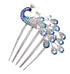 Wedding Bridal Headpiece Rhinestone Hair Comb, Women Peacock Hair Clip Side Comb Hair Accessory (Blue)
