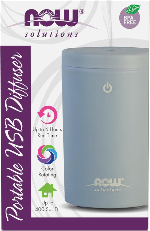 NOW Foods Essential Oils, Portable USB Ultrasonic Aromatherapy Oil Diffuser, Travel Friendly, Extremely Quiet