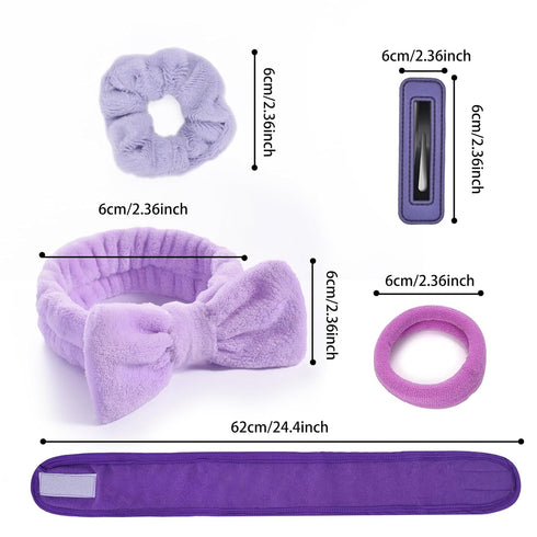 20 Piece Spa Headband and Wristband Set, Face Wash Headband, Bubble Headband, Skin Care Products Gifts for Ladies