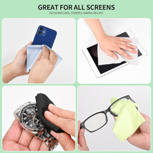 vonper 18 Pack (7" 6") Microfiber Cleaning Cloths x Multicolor Glasses Cleaning Cloth for Eyeglasses, Camera Lens, Cell