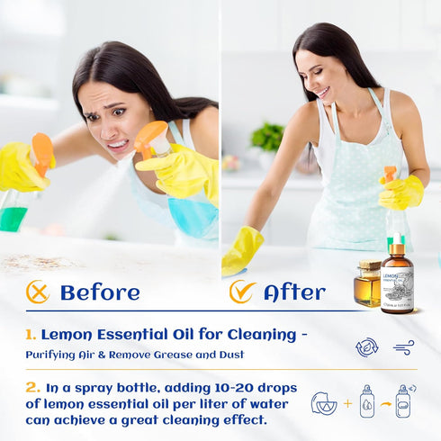 HIQILI 1 Fl Oz Lemon Essential Oil, 100% Pure Undiluted for Skin, Cleaning, Diffuser - 30ml