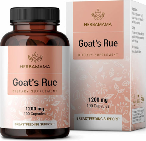 HERBAMAMA Goat's Rue Capsules - 1200 mg Nutritional Supplement for Milk, Lactation & Mammary Development - Non-GMO