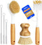 Holikme 6 Pack Dish Brush Scouring Pad Set - Includes Bottle Brush, Palm Scrub Brush, and Straw Brush, Yellow