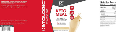 Ketologic Keto Meal Replacement Shake Powder, Optimal Results + MCT Oil + Grass-Fed Whey, 20 Servings, Vanilla