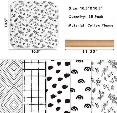 25 Pack Reusable Paper Towels, Washable Cotton Cloth for Kitchen, Paperless Towels Roll, Zero Waste Alternative (Black