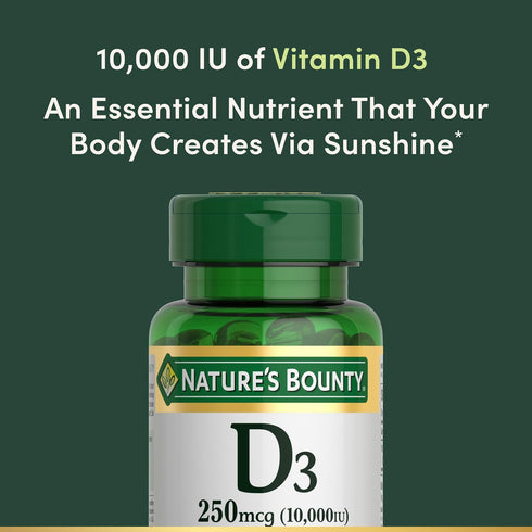 Immune Immune 10000IU, 72 (Pack 1) Nature's Bounty Vitamin D for Support, Vitamin D Provides Support and Promotes