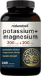 Naturebell Potassium Magnesium Electrolyte Powder Capsules | 200mg Potassium + 200mg Magnesium Citrate for Muscle,