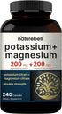 Naturebell Potassium Magnesium Electrolyte Powder Capsules | 200mg Potassium + 200mg Magnesium Citrate for Muscle,