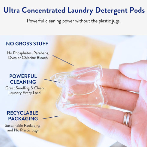 Packaging, 96 Pack The Clean People Laundry Detergent Pods - Recyclable Hypoallergenic, Stain Fighting - Ultra