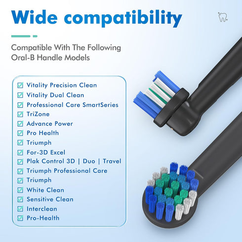 Pack 8 7000, OralB 1000, 9600, 500, 3000, 8000 Replacement Toothbrush Heads Compatible with Oral B, of Professional