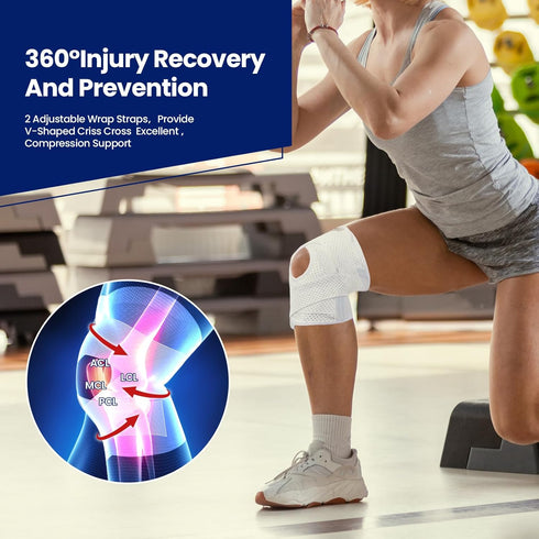 JOMVD Knee Brace for Meniscus Tear, Knee Pain, Adjustable Breathable Knee Support with Side Stabilizers for Knee Pain