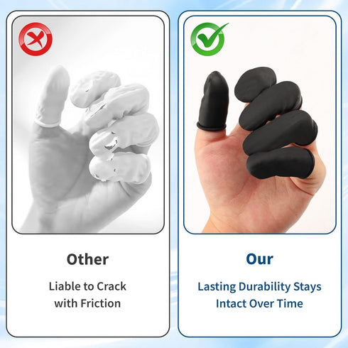 Notoke 100 Pcs Disposable Silicone Finger Cots & Protectors Non-Allergenic Black Finger Gloves Fingertips for Beauty