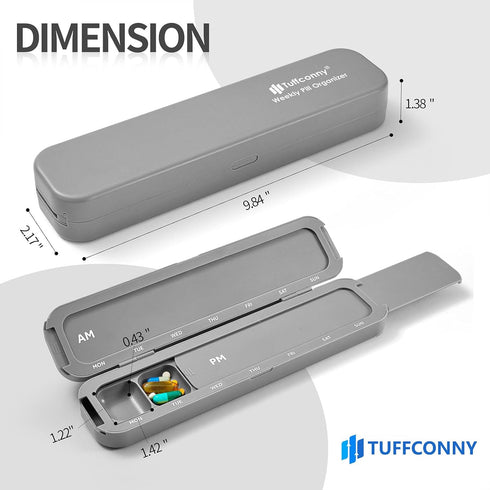 Tuffconny 2 7 Weekly Pill Organizer - Travel Medicine Organizer, Pill Boxes and Organizer Times a Day, Day Pretty Pill