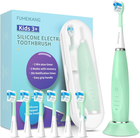 Kids Electric Toothbrushes - Sonic Rechargeable Tooth Brush Gifts for Boys and Girls, Smart Timer (Mint)