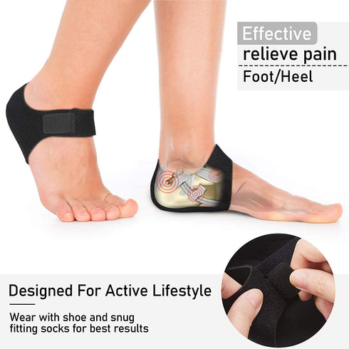 Plantar Fasciitis Heel Cups, Updated Version Protectors Sleeves Pads for Pain Relief, Spur, Cracked Heels (Black)