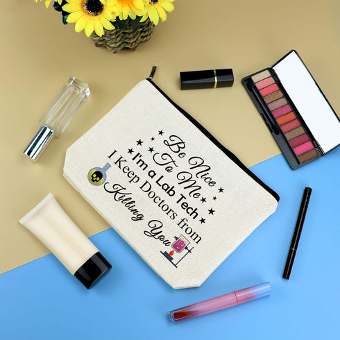Lab Tech Gift Funny Makeup Bag for Laboratory Technician, Medical Lab Scientist Gift for Women