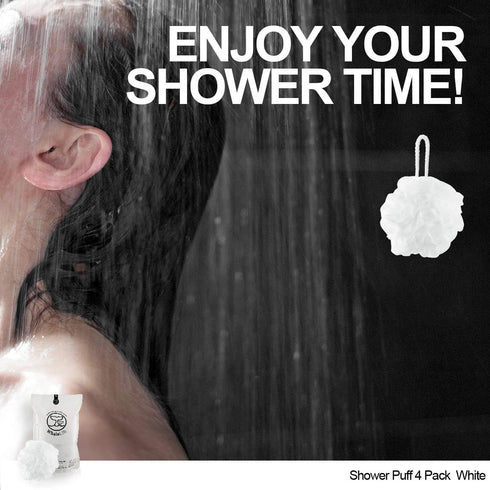 Loofah Sponge Bath Sponge 4 Pack for Women Men (White)