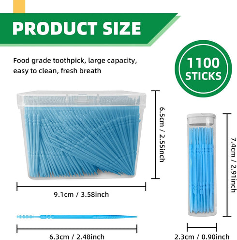 2280Pcs Double Head Plastic Toothpick Dental Floss Interdental Brush Teeth Stick for Oral Care and Cleaning