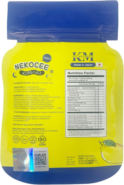 Herskin NEKOCEE 15 in 1 Rosy Glow Food Supplement by Kat Melendez, 30 Capsules