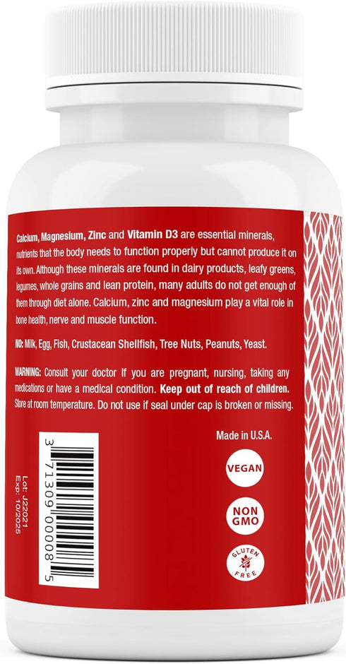 Safrel Calcium Magnesium Zinc with Vitamin D3 - 300 Tablets, Calcium 1000 mg, Magnesium 400 mg, Zinc 20 mg, D3 600 IU