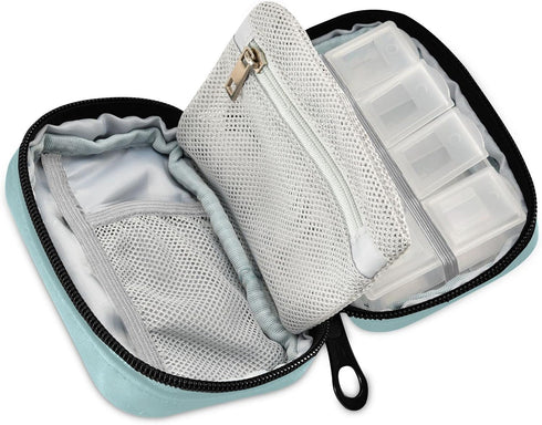 Naanle 7 Happy Pills Pill Box Day Pill Case Bag Travel Pill Organizer Bag with Zipper Weekly Case Portable Compact Size