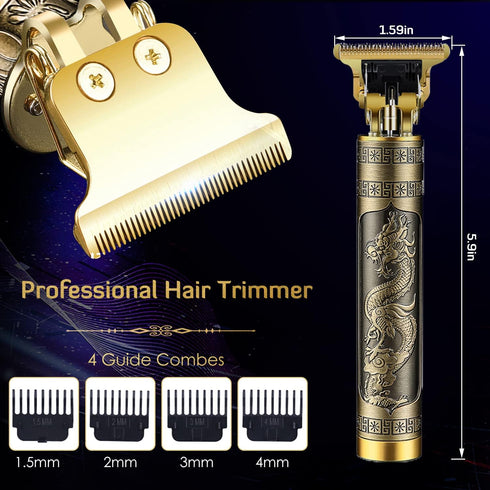 Professional Cordless Hair Trimmer, T-Blade Clippers for Men, Rechargeable Beard Trimmer with Guide Combs