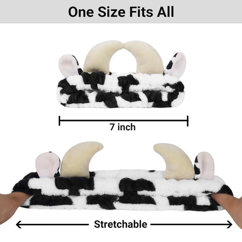 Facial Spa Headband, Cosmetic Makeup Headband for Washing Face (Cow)
