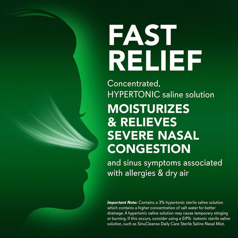 SinuCleanse Allergy & Sinus Sterile Saline Nasal Spray – Ultra Fine Mist, Instantly Moisturizes & Relieves Severe Nasal