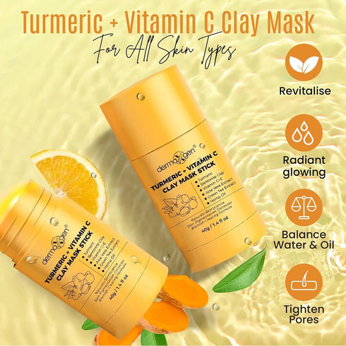 Organic Turmeric Mask Stick for Clear Skin, Acne & Scars Reduction, All-Natural Facial Mask, 1.4 Oz