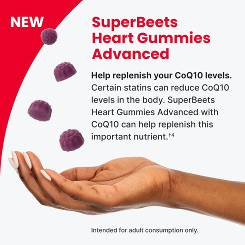humanN SuperBeets Heart Gummies Advanced - 100mg of CoQ10 Plus Beetroot & Grape Seed Extract - 60 Count